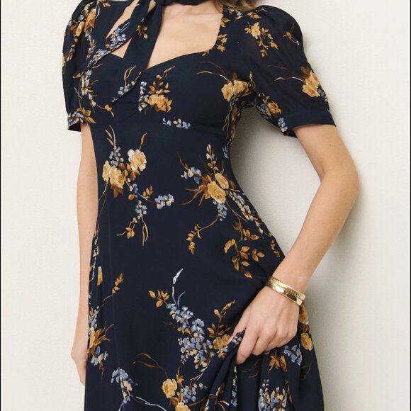 Reformation Chrissie Dress Blue - Size 6 - Picture 2 of 4